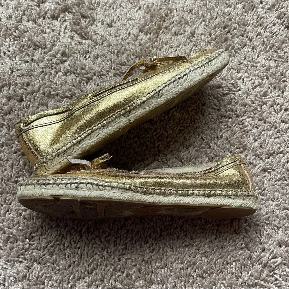 Enzo Angiolini Gold Admond Espadrille Boat Loafers;SZ 7.5;PreLoved Condition